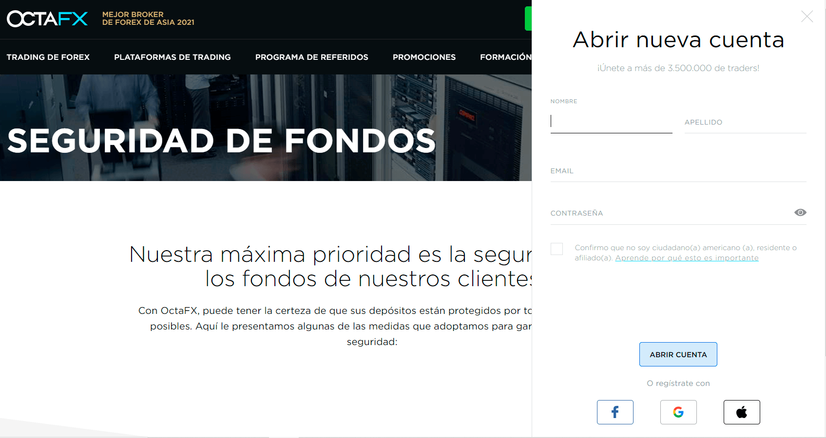 registro OctaFX